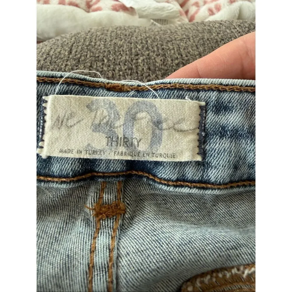 Free People Riley Seamed Skinny Jeans Acid Wash indigo size 30